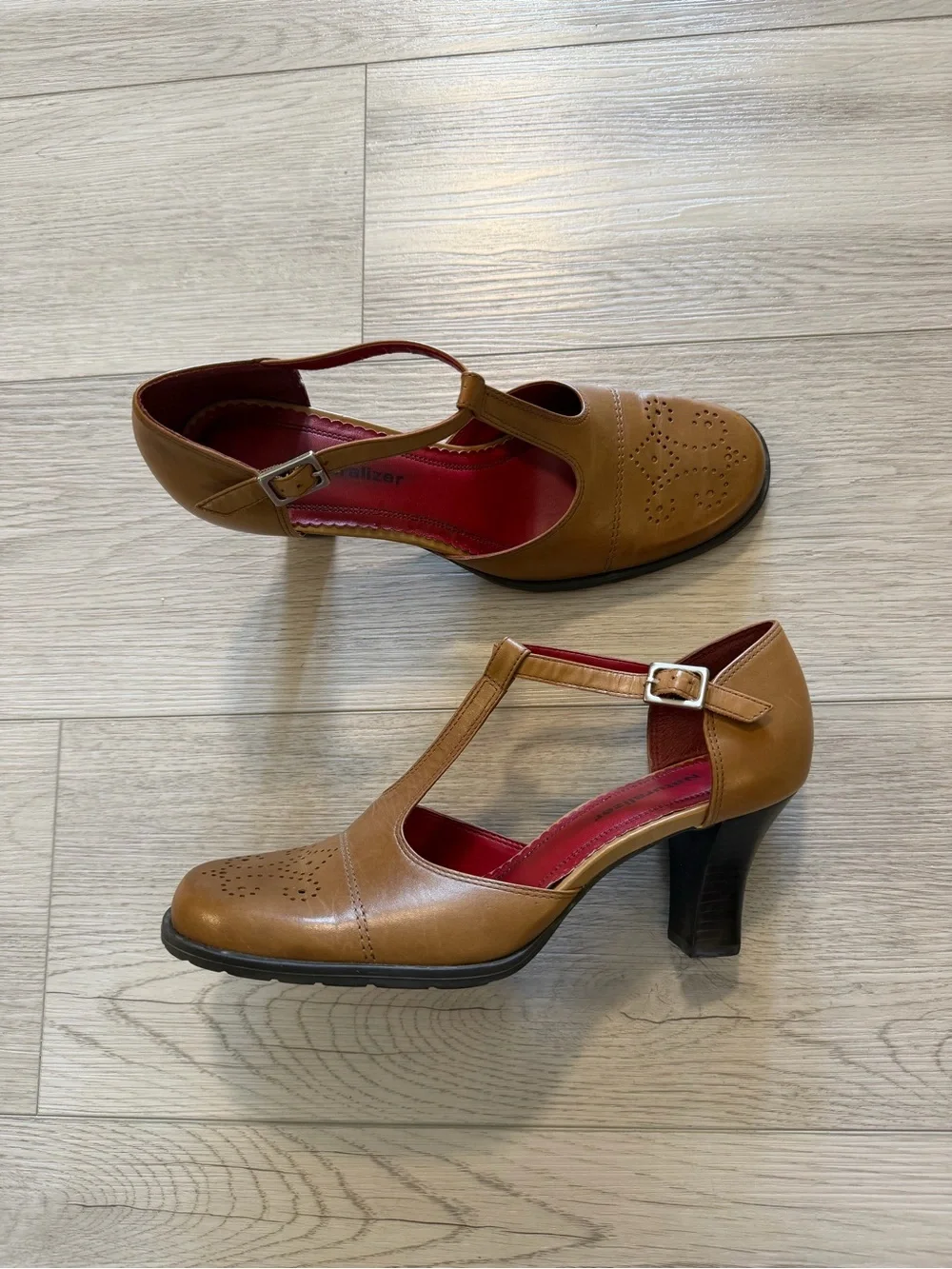 Retro Women's Leather T-strap Oxfords Mary Jane Shoes Dapper Days Brown Sz 9